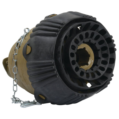 A close-up of a large industrial PTO Wide Angle Joint, featuring a chain for connecting heavy machinery parts in the AW36/W2580 Series, with U/J Size: 36 x 89 & 32 x 106mm and Ref: S4GA. | Sparex Part No.S.10591 from Sparex.