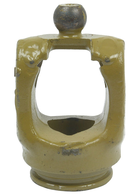 The Sparex PTO Wide Angle Tube Yoke (Sparex Part No. S.6666) features a lemon-shaped profile size of 49 x 39.5 x 4.8mm, a rounded top, open center space, and round base with a slightly worn and chipped yellow metal surface. Suitable for use in PTO Series or Universal Joint applications (U/J Size: 32 x 76 & 27 x 94mm).