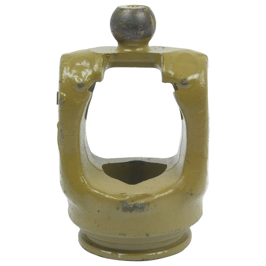 The Sparex PTO Wide Angle Tube Yoke (Sparex Part No. S.6666) features a lemon-shaped profile size of 49 x 39.5 x 4.8mm, a rounded top, open center space, and round base with a slightly worn and chipped yellow metal surface. Suitable for use in PTO Series or Universal Joint applications (U/J Size: 32 x 76 & 27 x 94mm).