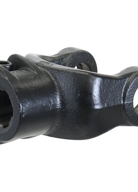 The Sparex PTO Yoke - Interfering Clamp Bolt (U/J Size: 27 x 74.5mm) with a 1 3/8''-6 Spline, part number S.7504, is a black metal automotive part featuring a hexagonal opening on one end and a cylindrical hole on the other, compatible with the Italian Series AB4/A4.