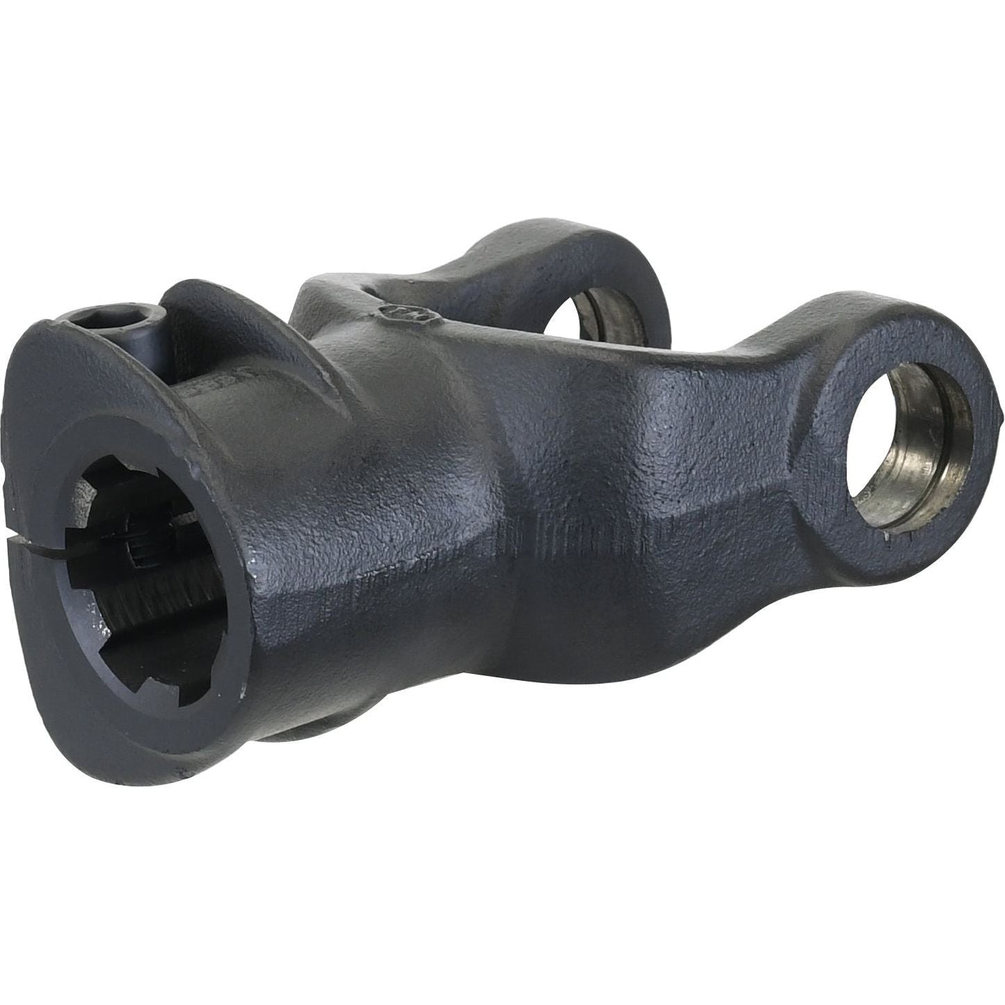 A close-up of the Sparex PTO Yoke - Interfering Clamp Bolt (U/J Size: 30.2 x 92mm), featuring two circular holes and a splined socket opening on one end, suitable for AW22/W220 applications, with a size of 1 3/4''-6 Spline (Sparex Part No. S.7526).