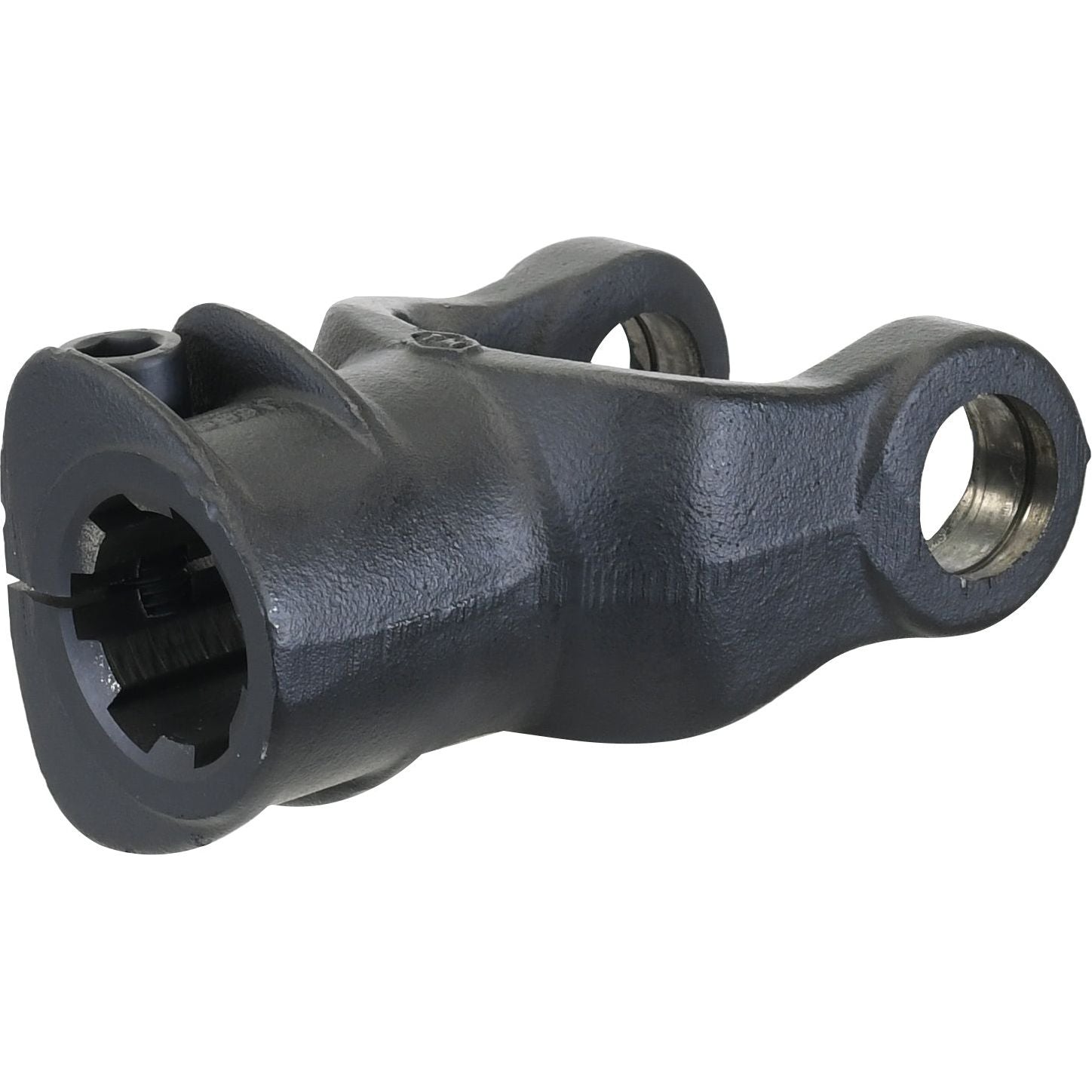 A close-up of the Sparex PTO Yoke - Interfering Clamp Bolt (U/J Size: 30.2 x 92mm), featuring two circular holes and a splined socket opening on one end, suitable for AW22/W220 applications, with a size of 1 3/4''-6 Spline (Sparex Part No. S.7526).