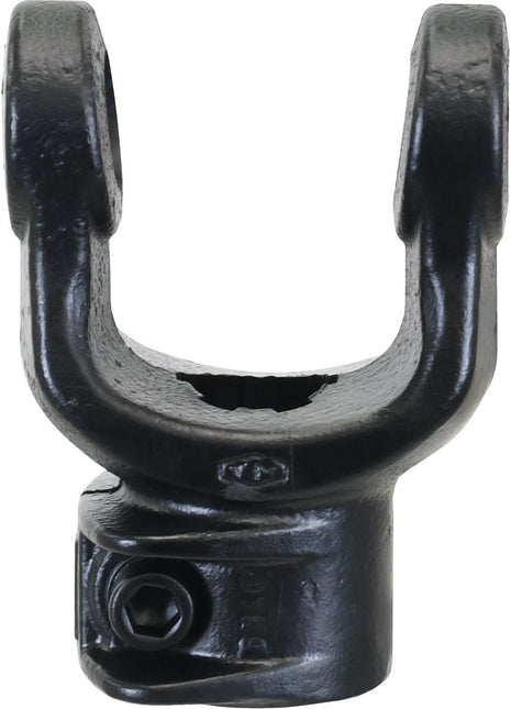 A Sparex PTO Yoke - Interfering Clamp Bolt (U/J Size: 30.2 x 92mm), designed for mechanical transmission applications in the Sparex PTO Series, with a black metal finish and two open ends, size 1 3/8''-6 Spline (Sparex Part No. S.7506).