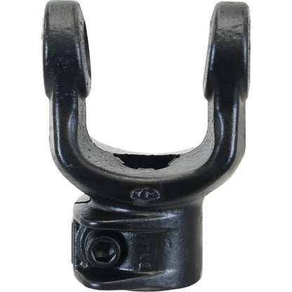 A close-up of the Sparex PTO Yoke - Interfering Clamp Bolt (U/J Size: 30.2 x 92mm), Part No. S.7506, in black, used for connecting rotating shafts in mechanical applications; featuring a 1 3/8''-6 spline from the Sparex lineup.