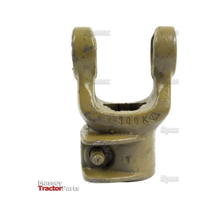 A PTO yoke - quick release component with a pin and "300K" marking, used in machinery. Sparex branding is visible in the bottom left corner, indicating compatibility with 1 3/8''-6 spline Bondioli & Pavesi universal joints (U/J Size: 27 x 70mm). Part No. S.6018