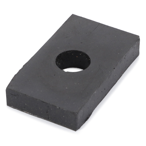 The AGCO Massey Ferguson - Pad Tank Mount (Part Number: 898321M1) is a rectangular black rubber washer with a circular hole in the center, compatible with Massey Ferguson's 200 Series.