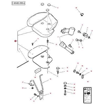 Exploded view diagram of various components and hardware for assembly, with each part labeled with a number. There is also a reference to the AGCO Massey Ferguson Passenger Seat (Plastic Seat Part Only) - 3813649M93.