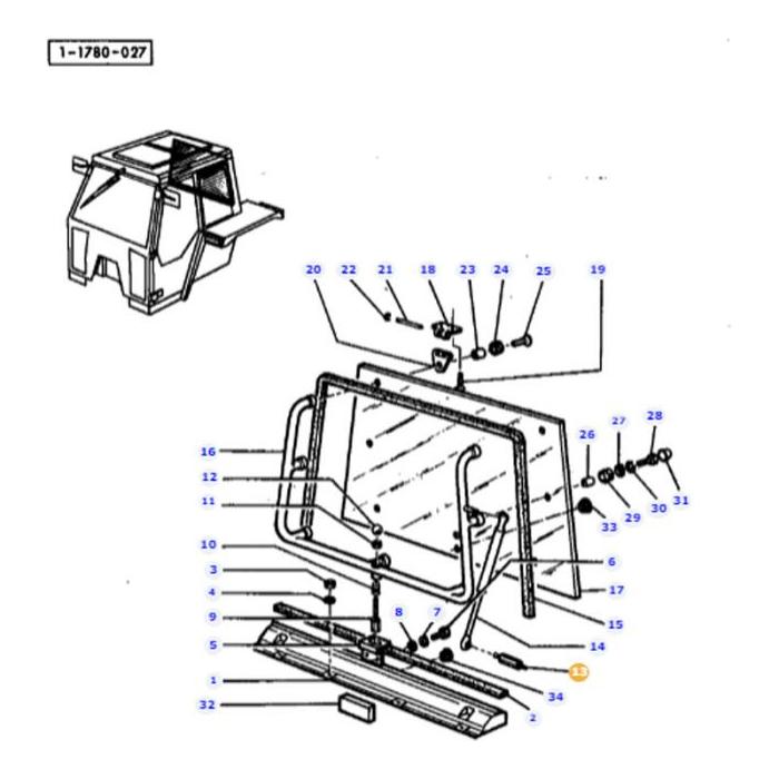 Exploded diagram of a mechanical assembly, depicting a structure with various numbered parts such as frames, brackets, bolts, and rods, labeled for identification. This detailed illustration is perfect for understanding the intricacies of AGCO's Massey Ferguson tractor parts used in agricultural machinery, including the Massey Ferguson Pin - 3303027M1.