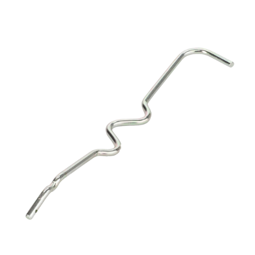 A silver, wavy-shaped metal rod with bent ends, known as the Massey Ferguson - Pin Battery Cover - 3611714M2 from AGCO, often serves as a crucial component in Massey Ferguson 300 Series tractor parts.