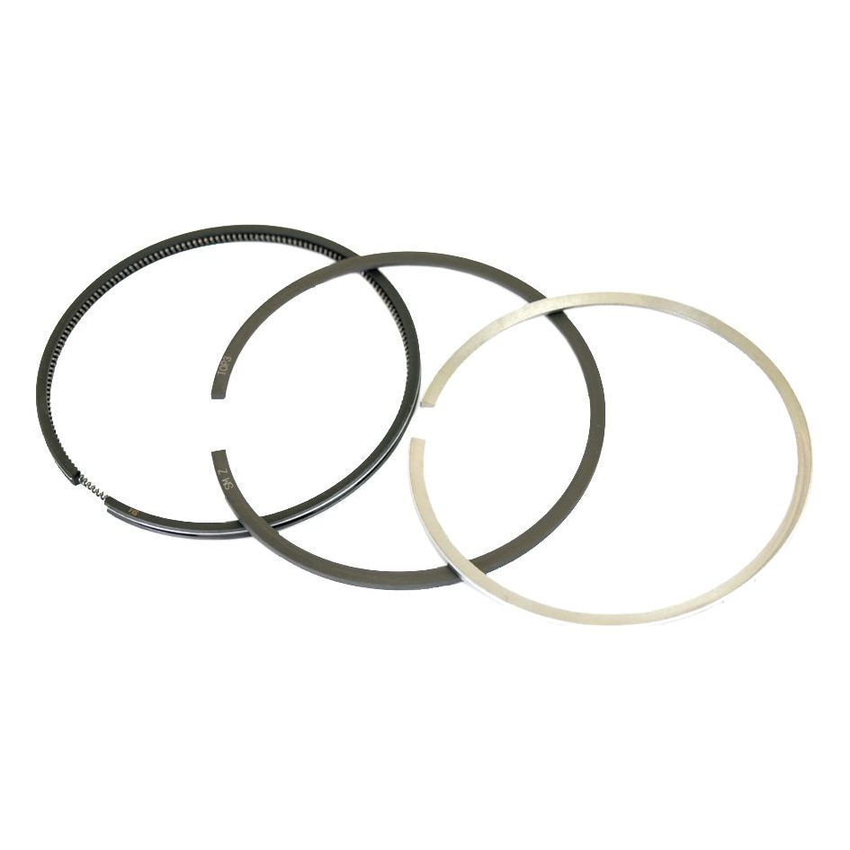 Three different types of chrome-plated piston rings, identified as Piston Ring Std. | Sparex Part No.S.58607 by the brand Sparex, are arranged side by side against a white background, resembling the precise ring set used in Deutz-Fahr engines.