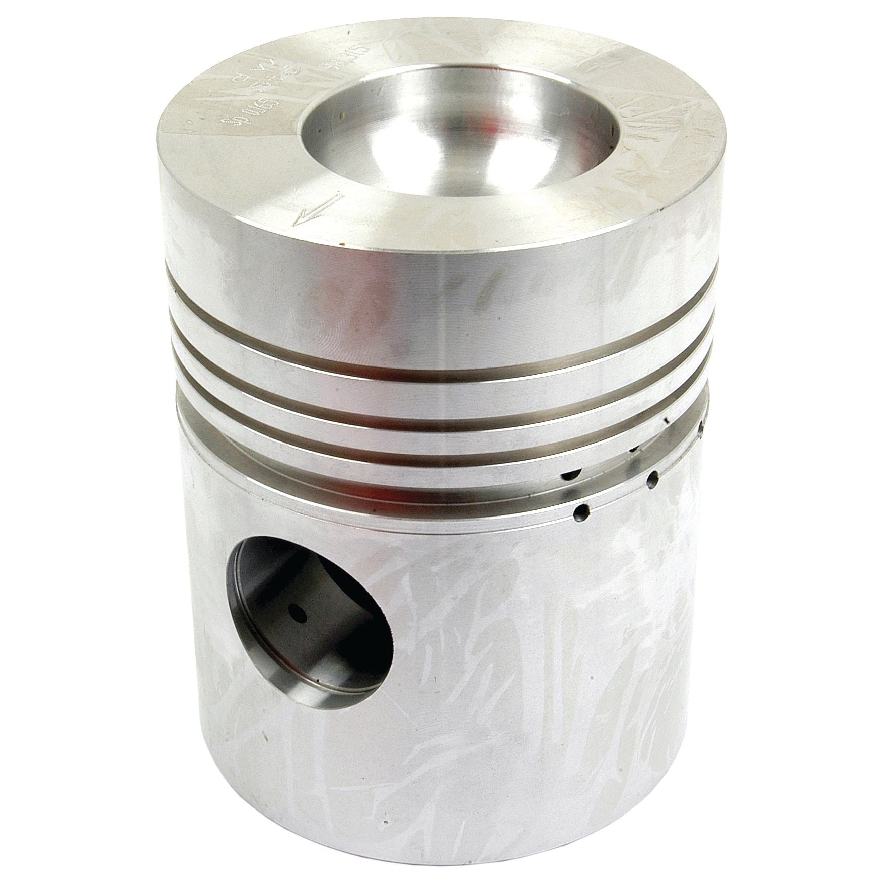 A Sparex Piston (Standard) - S.40407, featuring precision-engineered grooves and a circular opening near the bottom, is displayed against a white background.