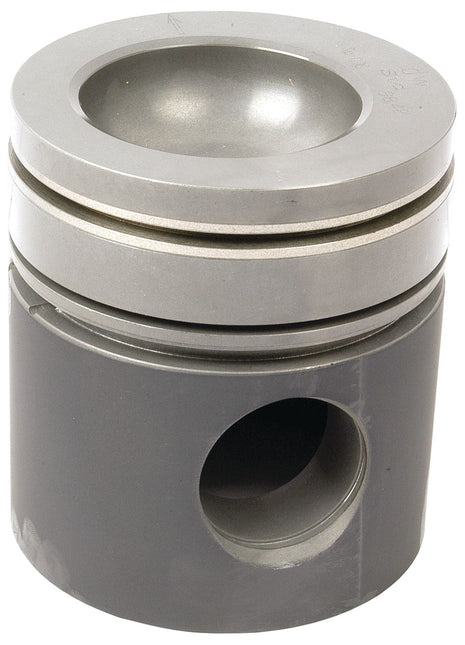 Introducing the Piston (Standard) - S.42198 from Sparex, featuring a metallic construction with a round concave top, two grooves near the upper section, and a hole through the lower part. This design is typically used in internal combustion engines and ensures optimal compression height for enhanced efficiency.
