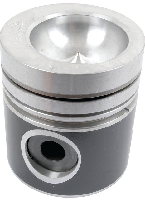 Introducing the Piston (Standard) - S.43217 by Sparex: a metallic piston with a cylindrical shape, designed with a hollow top and multiple grooves along its body to optimize compression height for improved engine performance.