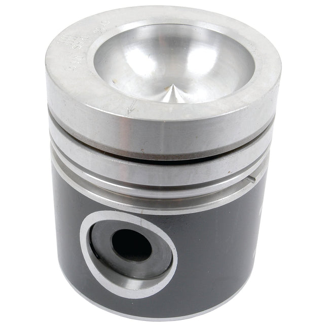 Introducing the Piston (Standard) - S.43217 by Sparex: a metallic piston with a cylindrical shape, designed with a hollow top and multiple grooves along its body to optimize compression height for improved engine performance.