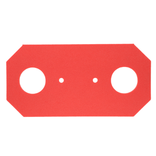 An AGCO Massey Ferguson Plate Cab Mounting (part number 4288240M1) designed specifically for the Massey Ferguson 6400 Series DYNA VT, featuring a red rectangular foam gasket with two large circular cutouts, two small horizontally-centered holes, and angled corners.