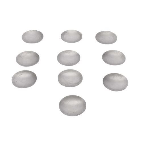 Ten silver metal discs, identifiable as Massey Ferguson Plug 1850024M1 by AGCO, are arranged in a grid pattern with equal spacing against a white background.