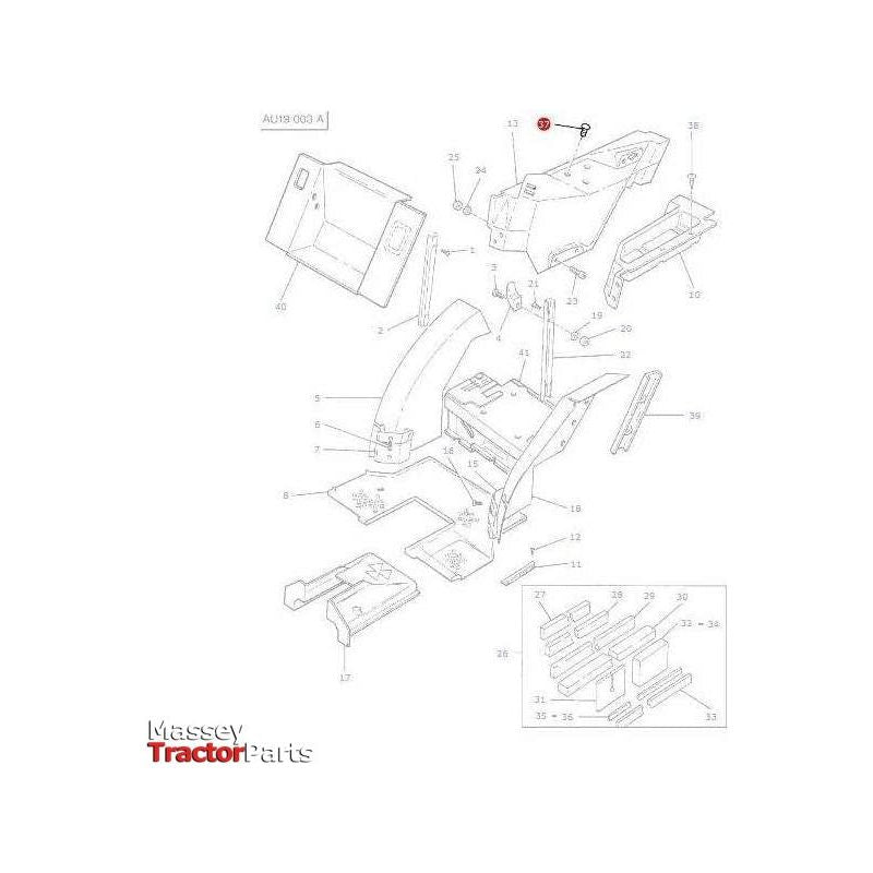 Front Cladding Tractor Massey Ferguson Plug Cladding - 3760037M1 | OEM | Massey Ferguson parts ...