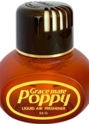 A brown bottle of GraceMate Poppy Air Freshener - Vanilla by JMCE DEALS, featuring a black cap and gold label, perfect for enhancing your space with its high-grade liquid perfume.