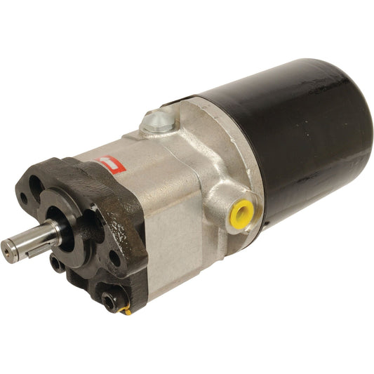 A Sparex Power Steering Hydraulic Pump (Sparex Part No. S.41959) featuring a cylindrical black metal casing and a small protruding shaft, compatible with Landini tractors.