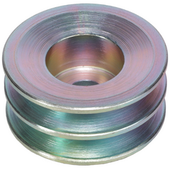 A Massey Ferguson - Pulley - 1695617M1 from AGCO, featuring three grooves in a metallic wheel, is ideally suited for various mechanical or industrial applications.