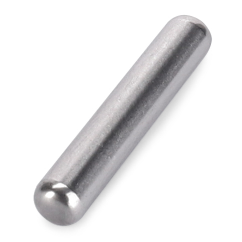 A cylindrical metal dowel, resembling a Massey Ferguson - Pump Drive Roller - 834167M1 by AGCO, with rounded ends, lying horizontally on a white background.