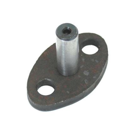 A Sparex Pump Support Peg (Sparex Part No.S.41553) features an oval metal plate with two holes and a central cylindrical protrusion, ideal for your Massey Ferguson equipment.