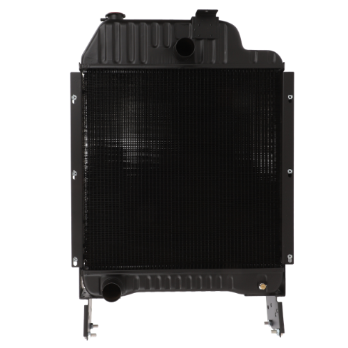 An AGCO Massey Ferguson - Radiator - 3618626M92, in black metal with visible mounting brackets on the sides, is suitable for vehicle cooling systems and is commonly used in Massey Ferguson 3100 Series tractors like the 3125.