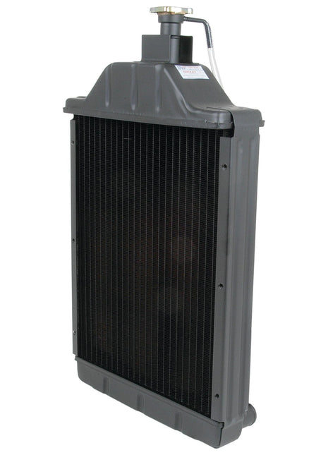 Vertical rectangular Sparex Radiator - S.40096 with a dark heat exchanger core and a metal frame. The radiator has a cap on top with an attached lever and a label.
