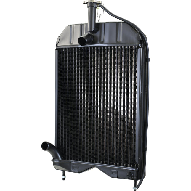 The Sparex Radiator - S.40097 features vertical black metal fins and pipes on both top and bottom, complete with a Radiator Cap and a 38mm Inlet for optimal performance.