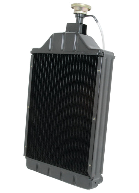 The Radiator - S.42196 by Sparex is a vertical metal car radiator featuring a 2-row system, complete with a top-mounted cap and an extended fill tube from the top.