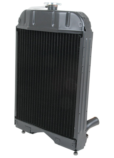 The Sparex Radiator - S.42411 stands upright, featuring a cap on top and a hose connection at the bottom, with its efficient 4 row design.