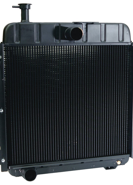 The Sparex Radiator - S.73835 in black boasts multiple cooling fins, two upper hose connections, and one lower hose connection. This 3-row design ensures efficient temperature management for optimal engine performance.