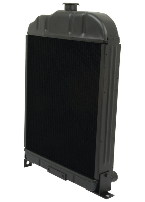 A black Sparex Radiator - S.73857 with a metal frame, featuring an Inlet Ø38mm and Outlet Ø36mm, on a white background.