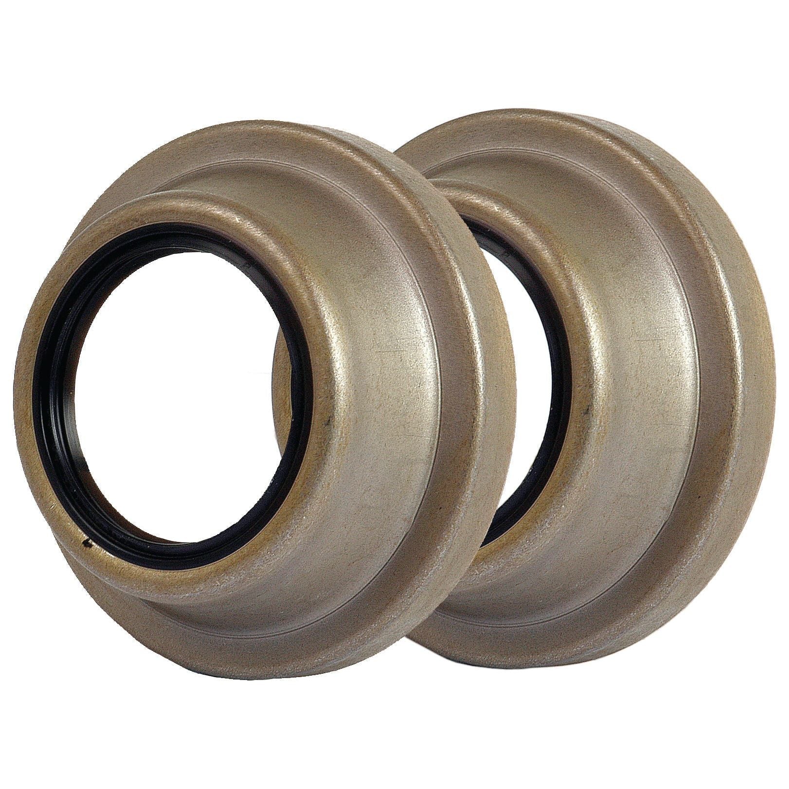 Two round beige mechanical seals with black inner rings, branded as Sparex Rear Axle Seal | Sparex Part No.S.61512, are placed side by side against a white background.