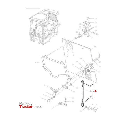 Massey Ferguson Rear Window Strut - 3389556M2 | OEM | Massey Ferguson parts | Gas Struts-Massey Ferguson-Cabin & Body Panels,Farming Parts,Gas Struts,Tractor Parts