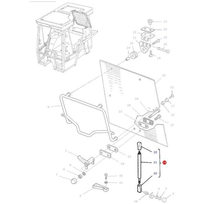 Rear Window Strut - 3389556M2 - Massey Tractor Parts