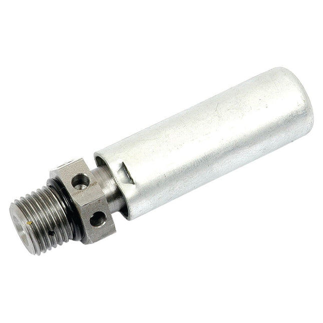 Close-up view of a Sparex Hydraulic Relief Valve (Sparex Part No. S.3358) designed for 2700/3200 psi, featuring a cylindrical metallic body with a threaded end and a notched attachment point.