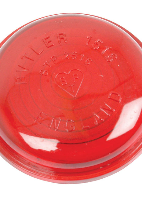 Red plastic Replacement Lens, compatible with models S.43041, S.43143 & S.43144 - S.42728, featuring the text "EVTLER 1516 ENGLAND SP 2575" embossed on its surface, E Approved by Sparex.
