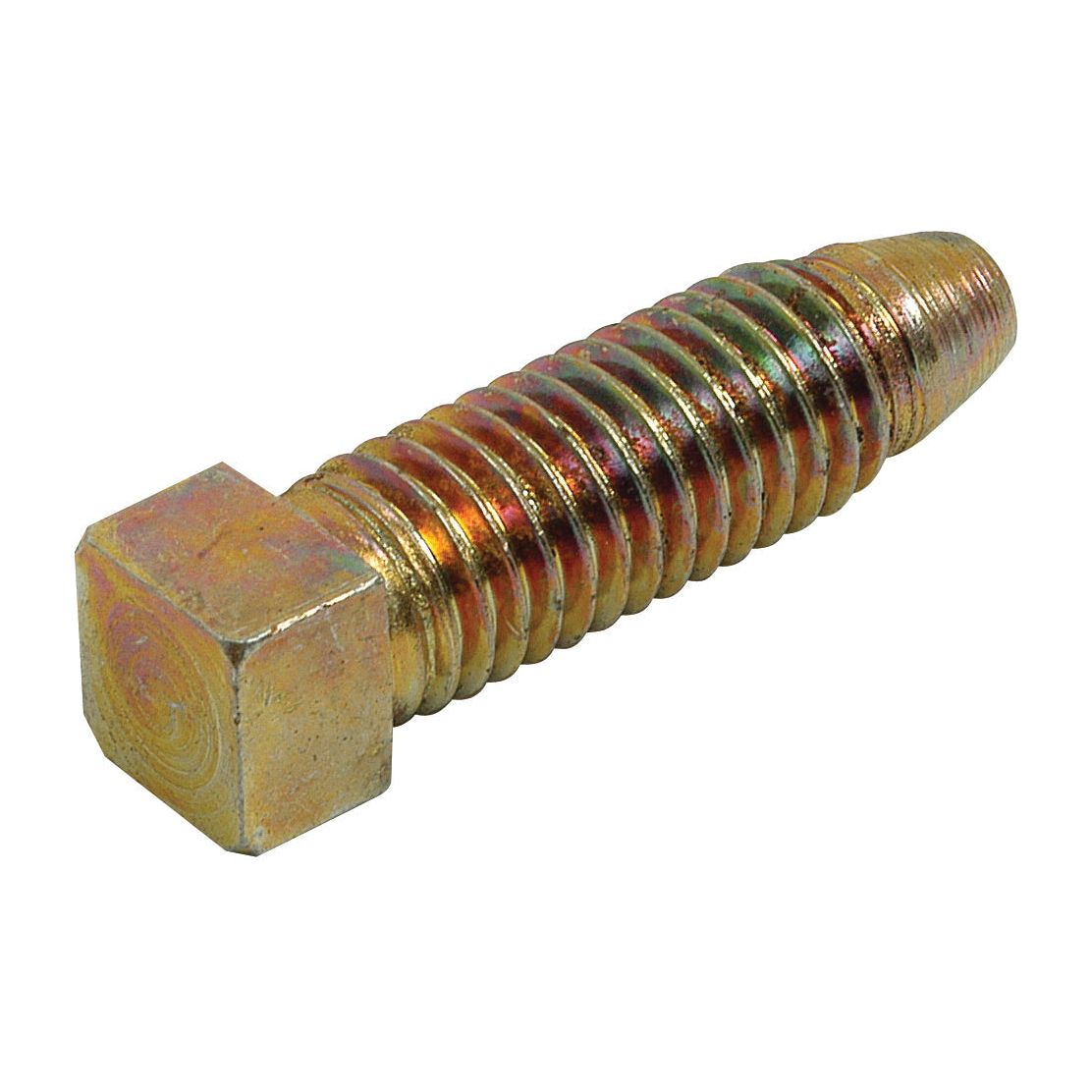 Close-up of the Retaining Screw UNC (Sparex Part No. S.41421) with a fully threaded shank and a hexagonal head, lying on its side, often used as an axle pin retainer in Massey Ferguson machinery, from the brand Sparex.