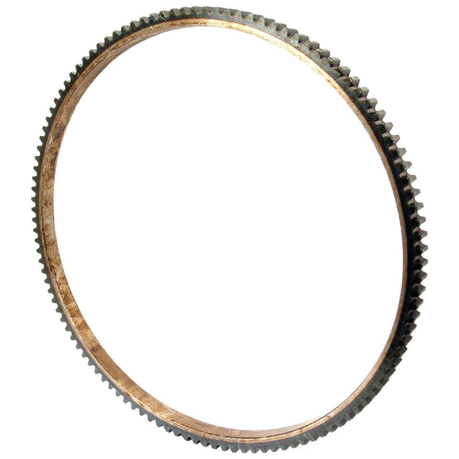 A close-up image of the Sparex Ring Gear - S.40364, showcasing its evenly spaced teeth around the metal circumference, perfect for inclusion in a Perkins Build List.