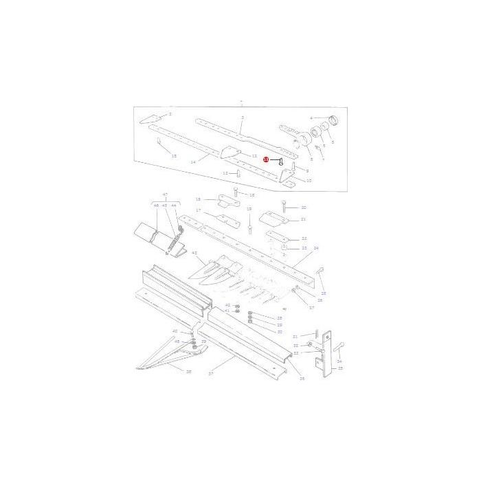 Exploded view diagram illustrating parts and components of a sectional mechanism, with each part labeled by specific numbers to indicate their fitment into the Combine 100 Series, featuring the AGCO Massey Ferguson Rivet Head - 29140X - 480835M91.