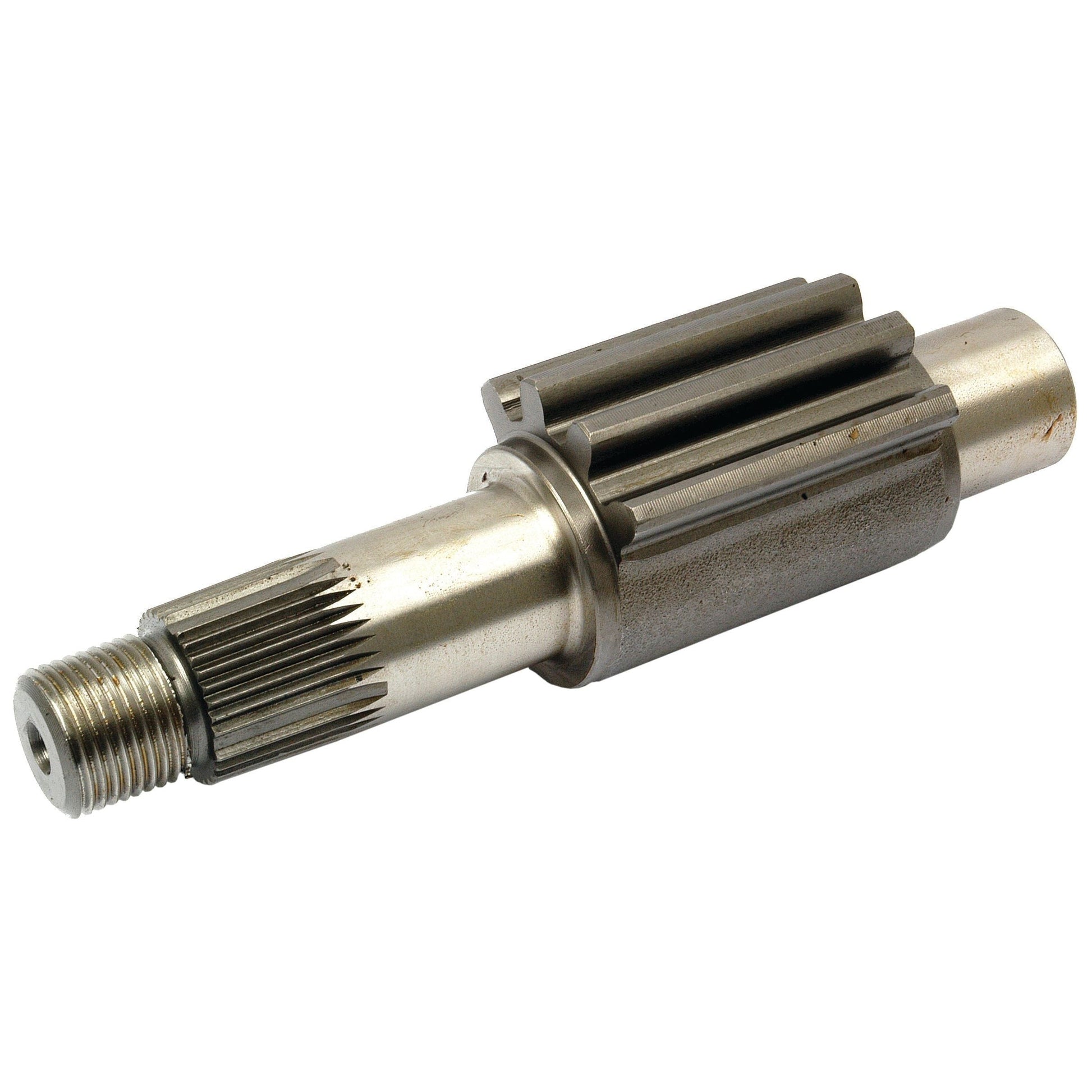 A Rocker Shaft, identified by Sparex Part No. S.40279, features a threaded end and grooved teeth, designed for use in mechanical systems such as Massey Ferguson tractors to facilitate rotational motion and torque transmission.