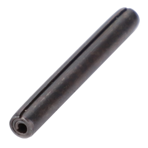 The AGCO Massey Ferguson - Roll Pin - 1441725X1 is a hollow cylindrical metal spring pin with a slit along its length, commonly used in Massey Ferguson 100 Series tractor parts.