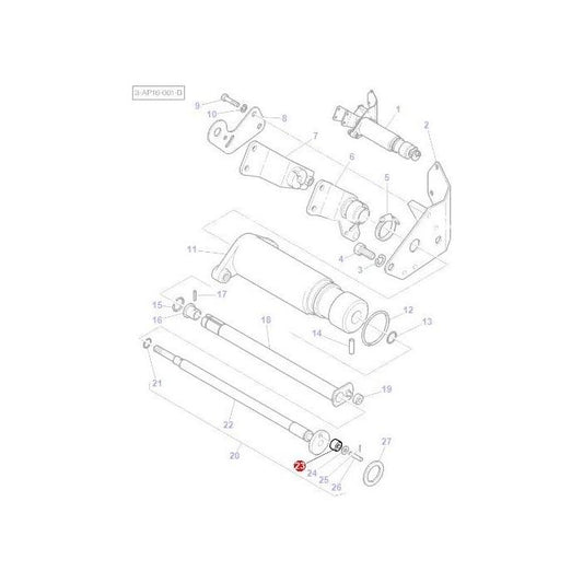 Exploded view diagram of a mechanical assembly for Massey Ferguson 200 Series tractor parts, specifically featuring the Massey Ferguson - Roller - 898196M2 by AGCO. The diagram includes numbered rods, screws, and brackets, each component meticulously labeled with a reference number for easy identification.
