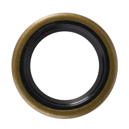 Close-up of the AGCO Massey Ferguson Seal Control Shaft (3790170M1) featuring a 3000 Series circular metal washer with a black inner ring, viewed from above. The washer appears smooth and evenly shaped, often found in Massey Ferguson tractor parts.