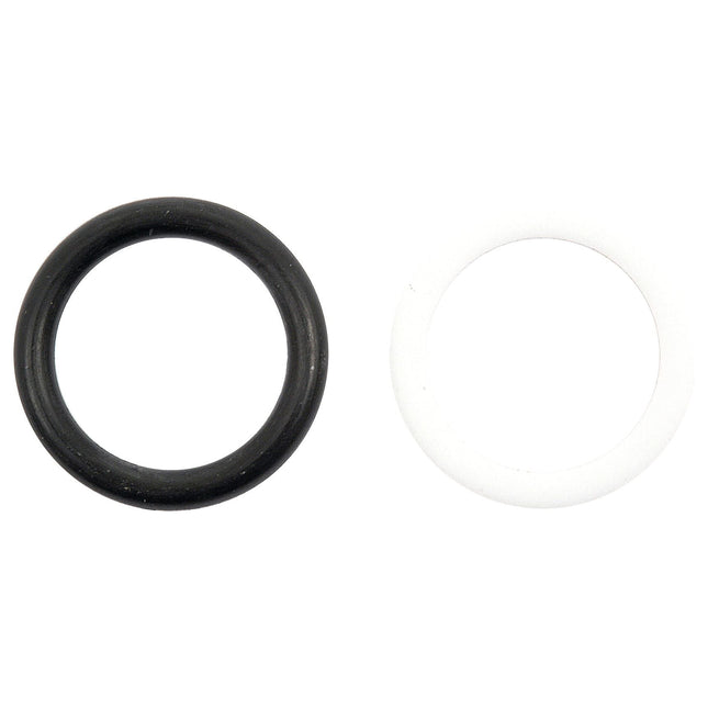 Two O-rings, one black and one white, positioned side by side on a white background, ready for installation in the Sparex Seal Kit (Spool Valve) S.42142, ensuring compatibility and reliability for your Case IH equipment.