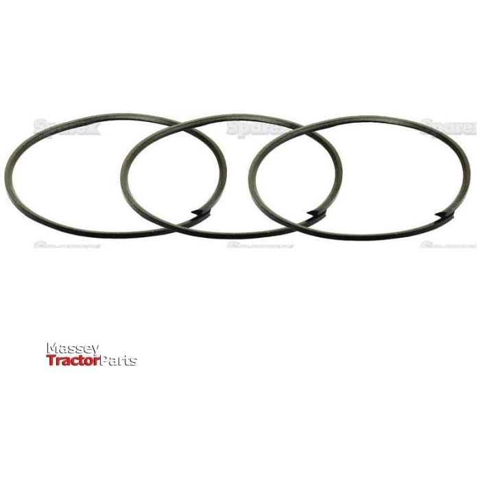 Three metal piston rings, part of the Seal Kit (Sparex Part No. S.67432), are displayed against a white background, ideal for Fiat tractors. The logo "Massey Tractor Parts" is visible at the bottom.