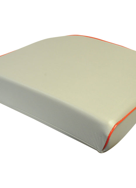 The Seat Cushion | Sparex Part No.S.612 from the Sparex brand features a rectangular design with light gray upholstery and red piping detail around the edges, making it perfect for enhancing your Massey Ferguson or Landini tractor seat.