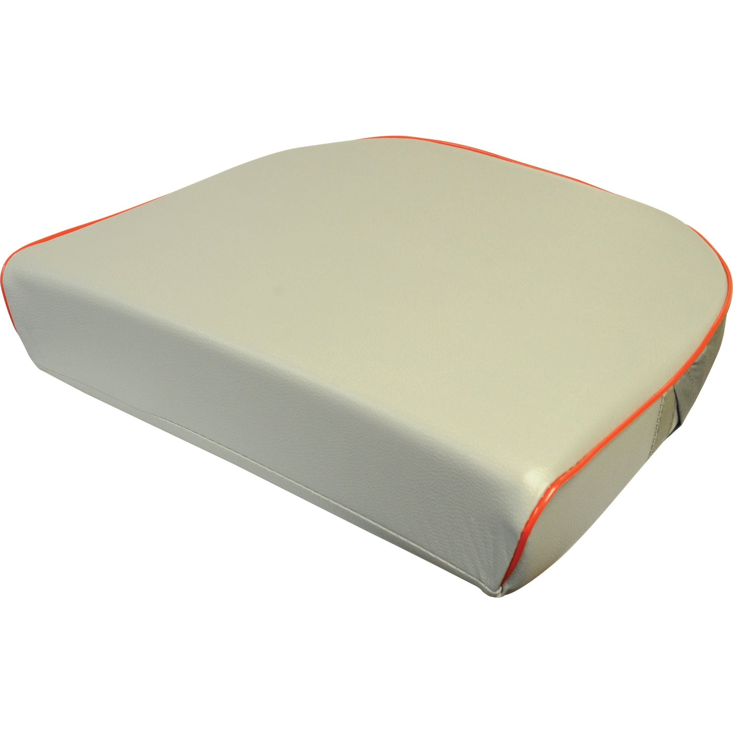 The Seat Cushion | Sparex Part No.S.612 from the Sparex brand features a rectangular design with light gray upholstery and red piping detail around the edges, making it perfect for enhancing your Massey Ferguson or Landini tractor seat.