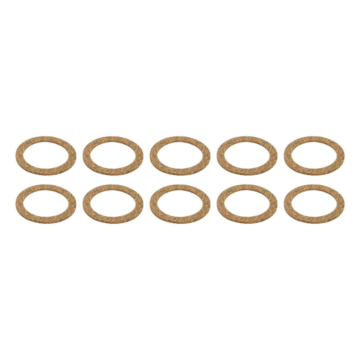 Ten Sediment Bowl Gaskets (Sparex Part No. S.61508), ideal for an Allis Chalmers sediment bowl, are arranged in two neat rows against a pristine white background.